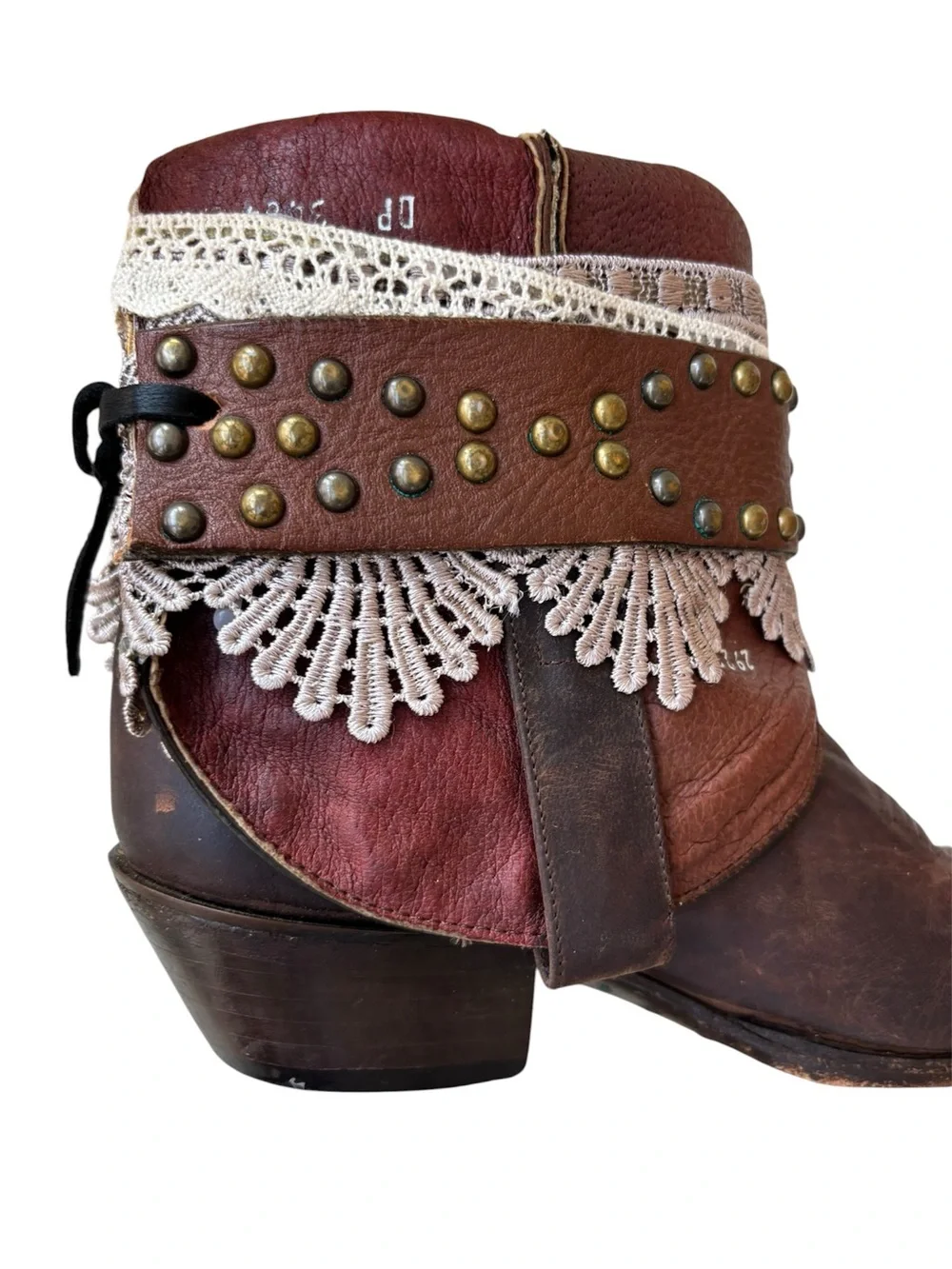 Dan Post Vintage Embellished Western Leather Booties – Size 7.5